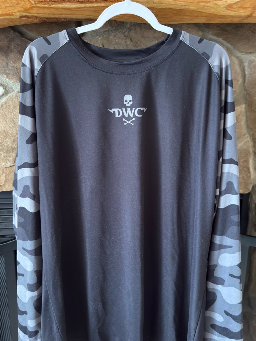 Men's Death Wish Coffee Black Long-Sleeve Camo Performance Shirt